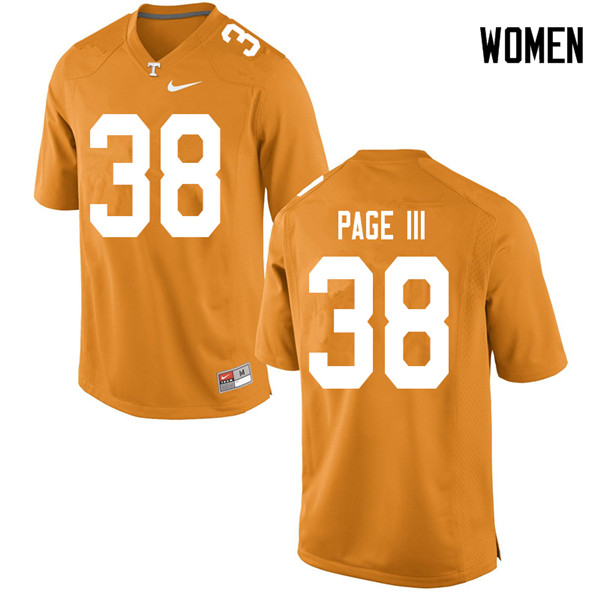 Women #38 Solon Page III Tennessee Volunteers College Football Jerseys Sale-Orange